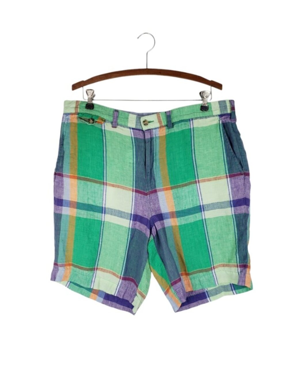 Polo Ralph Lauren 9-Inch Classic Fit Linen Madras Shorts Mens 36